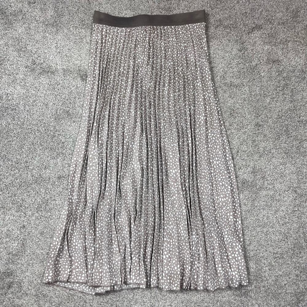 Vince Camuto pleated midi skirt tan polk dot skirt size small